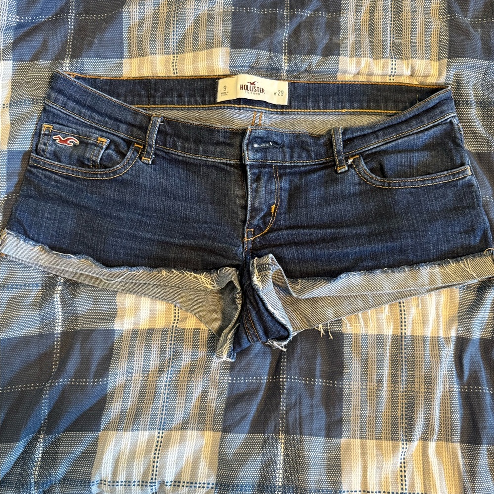 Hollister Blue Jean Shorts with Distressed Hem